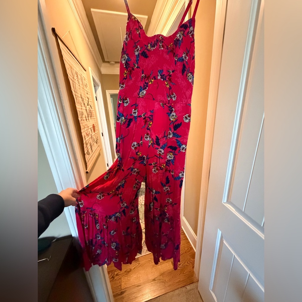 Jessica Simpson Red Floral Wide Leg Jumpsuit
